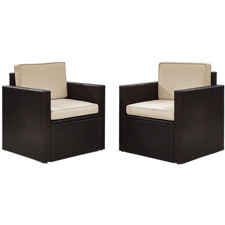 VERANDA Palm Harbor 2-Piece Outdoor Wicker Conversation Set with Sand Cushions - Brown, 2PK VE374320